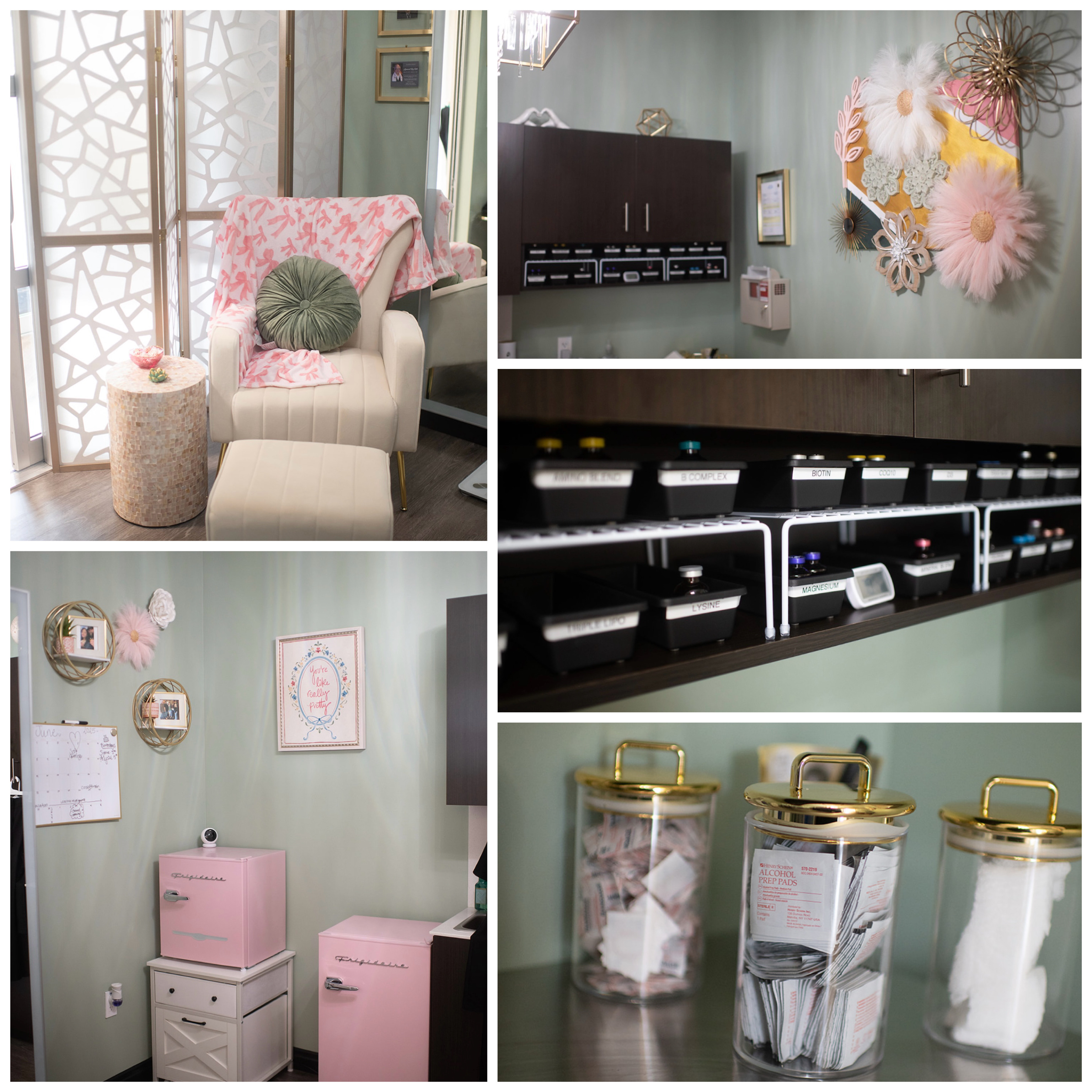Clean, professional medical spa treatment room with neutral tones at Anna’s Vitamin Bar in Jacksonville